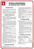 Instrukcje stanowiskowe BHP - DB034 INSTRUKCJA PRZECIWPOŻAROWA DLA MAGAZYNU PALIW PŁYNNYCH, PN - PŁYTA PCV 1MM; (245X350MM) - miniaturka - grafika 1