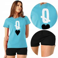 Piżamy damskie - PIŻAMA Damska + Szorty Czarne QUEEN Różne WZORY L - miniaturka - grafika 1