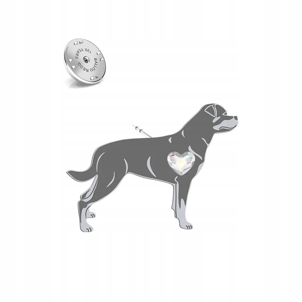 Wpinka Srebrna z psem Rottweiler 925 Biżuteria Prezent DEDYKACJA GRATIS