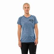 Bielizna sportowa damska - Damska koszulka z wełny merino Jack Wolfskin KAMMWEG GRAPHIC S/S W elemental blue - XS - miniaturka - grafika 1