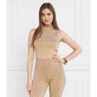 Koszulki i topy damskie - GUESS Top SL RN LISE 4G SWTR | Slim Fit - miniaturka - grafika 1