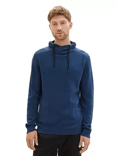 Swetry męskie - TOM TAILOR sweter męski, 32746 - niebieski granatowy twotone grindle, S - grafika 1
