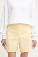 Spodnie sportowe damskie - Tommy Hilfiger szorty damskie kolor żółty gładkie high waist WW0WW42457 - miniaturka - grafika 1