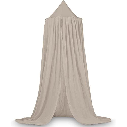 Deryan Baldachim do pokoju dziecięcego 245 cm – w 5 kolorach – baldachim dla dziewczynki, chłopców i niemowląt – zasłona do łóżka z baldachimem – moskitiera na łóżko podwójne – baldachim – Canopy – nugat