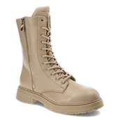 Botki damskie - Beżowe Botki Tommy Hilfiger Modne Buty Damskie - miniaturka - grafika 1