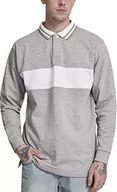 Koszulki męskie - Urban Classics Koszulka męska Rugby Panel Shirt, szary (Grey/White 01219), M - miniaturka - grafika 1