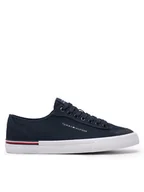 Trampki męskie - Tommy Hilfiger Tenisówki Corporate Vulc Canvas FM0FM04954 Granatowy - miniaturka - grafika 1