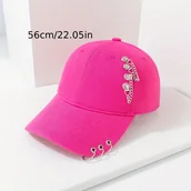 Inne - TEMU Czapka baseballowa z poliestru z łańcuszkiem ze sztucznych diamentów dla kobiet, hip-hopowa moda, uniwersalny krój, czapka przeciwsłoneczna z - miniaturka - grafika 1