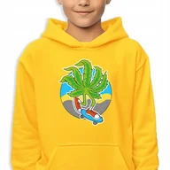 Bluzy dla dziewczynek - Bluza Dziecięca Z Kapturem Żółta Skate Weed Wiele Wzorów -128 Cm (7-8) - miniaturka - grafika 1