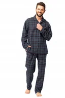 Piżamy damskie - KEY PIŻAMA MĘSKA FLANELOWA MNS 480 B25 L GRANATOWY - miniaturka - grafika 1