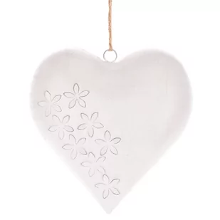 Metalowe wiszące serce 20 x 20 x 4 cm, antyk biały - Dekoracje domu - miniaturka - grafika 1