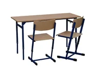 Meble do szkół i przedszkoli - Zestaw - stół dwuosobowy Leon z regulacją wys. 3-7 z krzesłem Reks z reg. wys. 5-6 - miniaturka - grafika 1