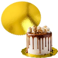 Dodatki do ciast w proszku - Podkład Pod Tort Okrągły Podkładka Na Ciasto Ślub Urodziny Złoto 25cm - miniaturka - grafika 1