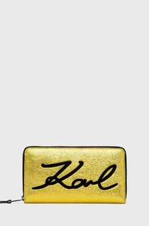 Portfele - KARL Lagerfeld Lagerfeld portfel skórzany damski kolor żółty - grafika 1