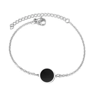 Bransoletki - Bransoletka srebrna damska z czarnym oczkiem stal chirurgiczna - miniaturka - grafika 1
