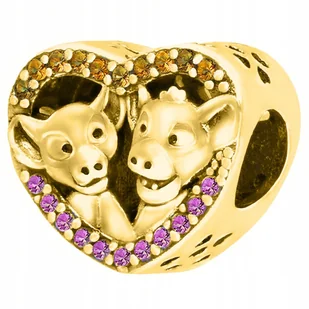 Złoty Charms Simba i Nala Bajka Zwierze Lew Lion Bajeczny SREBRO 925 - Bransoletki Złoty Charms Simba i Nala Bajka Zwierze Lew Lion Bajeczny SREBRO 925 - Bransoletki - miniaturka - grafika 1