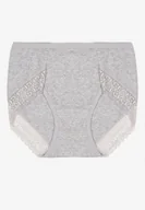 Majtki damskie - Szare Majtki Figi z Bawełny z Koronkową Lamówką Idilea - miniaturka - grafika 1