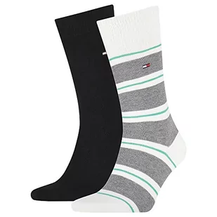 Tommy Hilfiger Męskie skarpety Rugby Colorblock Classic, Szary melanż/zielony, 40-42 EU - Skarpetki męskie - miniaturka - grafika 1