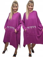 Bluzki damskie - 3220 sukienka tunika blink srebro cyrkonie kangurek sportowa 50 52 5xl 6xl - miniaturka - grafika 1