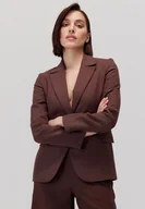 Marynarki i żakiety damskie - Żakiet lniany Murlo brązowy - miniaturka - grafika 1