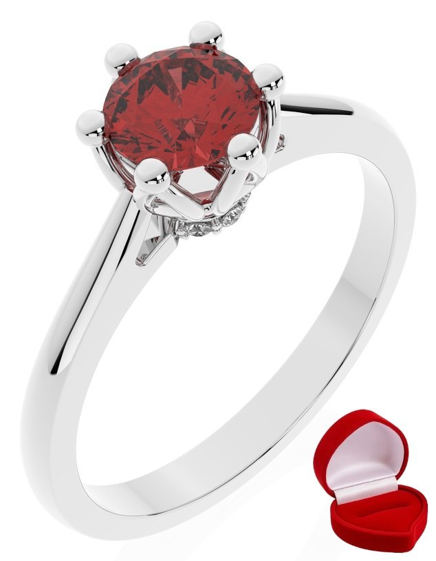 ZŁOTY PIERŚCIONEK ZARĘCZYNOWY 585 14k RUBIN 0,50 ct BIAŁE ZŁOTO R6