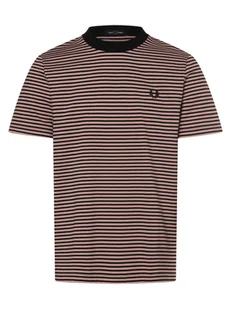 Fred Perry Koszulka męska Mężczyźni Bawełna różowy|czarny w paski, S - Koszulki męskie - miniaturka - grafika 1