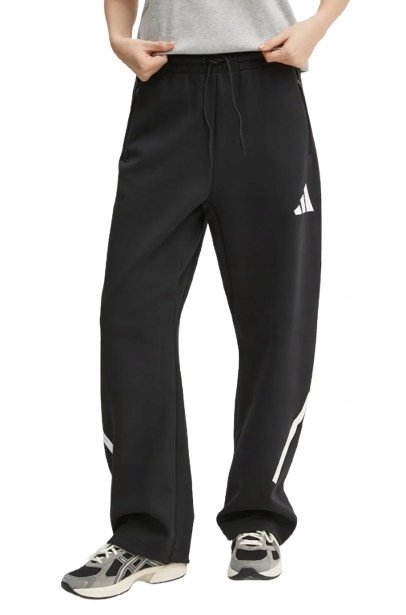 Adidas Czarne Dresowe Spodnie Proste Z Białymi Lampasami S I1D