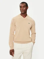 Swetry męskie - Lacoste Sweter AH1951 Beżowy Regular Fit - miniaturka - grafika 1