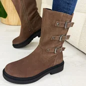 Botki damskie - Brązowe skórzane botki damskie Sergio Leone Bt25517S - miniaturka - grafika 1