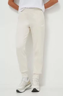 Spodnie damskie - Puma spodnie dresowe kolor biały gładkie - grafika 1