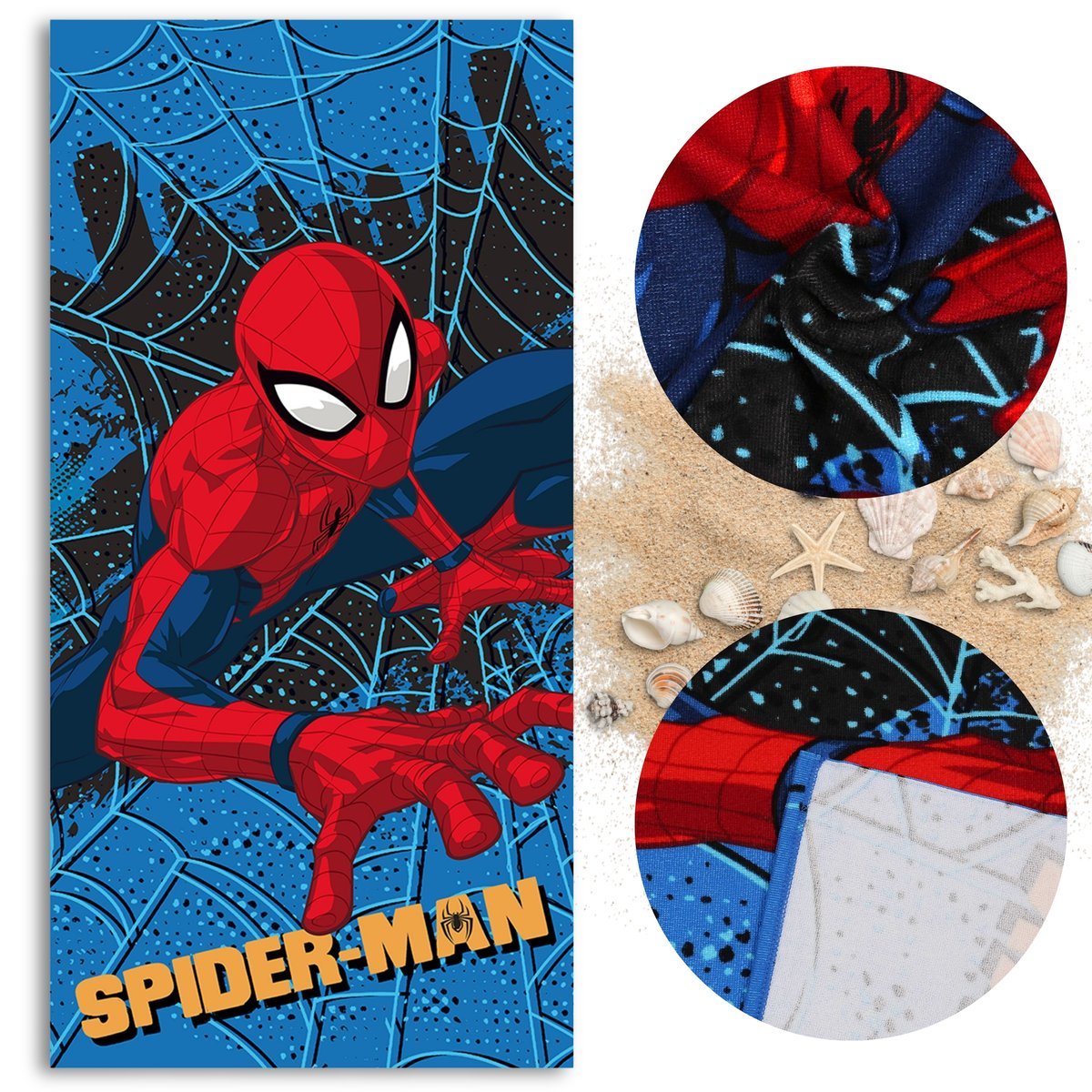 MARVEL Spider-Man SZYBKOSCHNĄCY Ręcznik plażowy, kąpielowy dla dzieci 70x140 cm OEKO-TEX