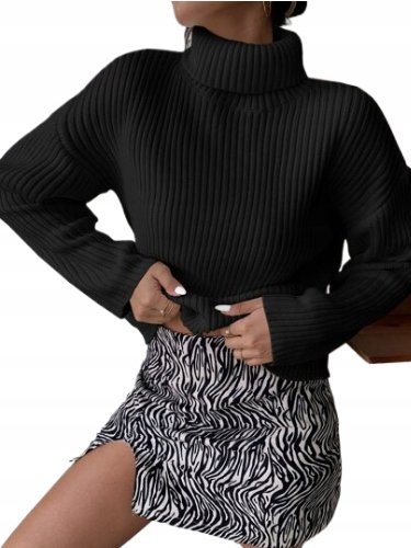 SHEIN SWETER GOLF KLASYCZNY DAMSKI CZARNY 36 ŁOI