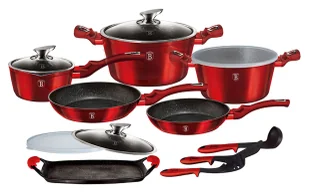 Czerwony zestaw garnków na indukcję 14 elementów S8-F84 - Zestawy garnków i patelni Czerwony zestaw garnków na indukcję 14 elementów S8-F84 - Zestawy garnków i patelni - miniaturka - grafika 1