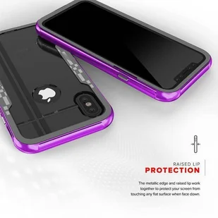 Zizo Shock Case Pancerne etui iPhone Xs / X z hartowanym szkłem na ekran (Purple/Gray) - Etui i futerały do telefonów - miniaturka - grafika 10