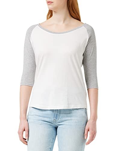 Build Your Brand Ladies 34 Contrast Raglan Tee Koszulki wielokolorowa WhiteHeather Grey 3XL