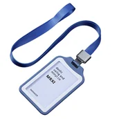 Identyfikatory - Holder na identyfikator ze smyczą Dezhi – stylowy i praktyczny NIEBIESKI - miniaturka - grafika 1