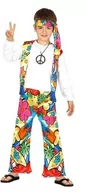 Stroje karnawałowe - Generique Hippie-kostium z dużymi kwiaty dla dzieci, niebieski - miniaturka - grafika 1