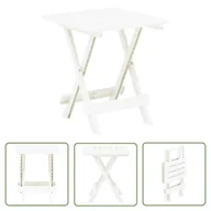 Stoły ogrodowe - The Living Store Składany stolik ogrodowy - biały - 45x43x50 cm - plastikowy - Stół Ogrodowy - miniaturka - grafika 1