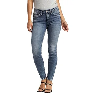 Silver Jeans Damskie spodnie jeansowe Mid Super Skinny, Dark Wash Edk358, 25W / 29L - Spodnie damskie - miniaturka - grafika 1