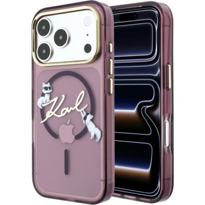 Etui KARL LAGERFELD Script Logo MagSafe do Apple iPhone 17 Pro Max/18 Pro Max Burgundowy