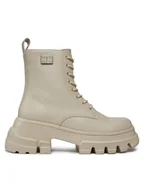 Botki damskie - Tommy Jeans Trapery Tjw Chunky Leather Boot EN0EN02503 Beżowy - miniaturka - grafika 1