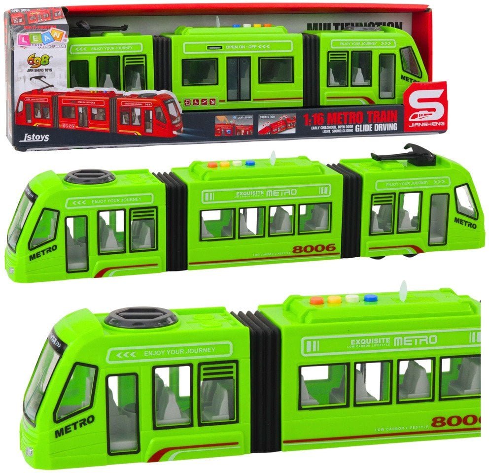 Metro Miejskie Tramwaj Otwierane Drzwi Światła Dźwięki Zielony 1:16