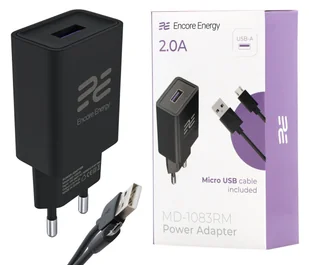Nowa ładowarka sieciowa Encore Energy USB-A 10W + kabel micro USB ładowarka uniwersalna MD-1083RM - Ładowarki do telefonów - miniaturka - grafika 1