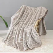 Koce - Koc akrylowy 80x160 cm beżowy z tłoczeniem, antialergiczny, komfortowy i trwały - miniaturka - grafika 1