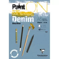 Szkolne artykuły papiernicze - Szkicownik A5 Paint ON Denim Blue 15k/250g - Clairefontaine - miniaturka - grafika 1
