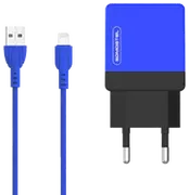 Ładowarki do telefonów - Ładowarka sieciowa do telefonu DUAL USB 2A Somostel + kabel lightning niebieska - miniaturka - grafika 1