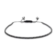 Bransolety męskie - Bransoletka srebrna / grafitowa - koraliki z możliwością regulacji - kamienie naturalne hematyt EM - EM Men's Accessories - miniaturka - grafika 1