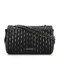 Torebki damskie - Damska crossbody z ekoskóry w geometryczne pikowanie czarna - miniaturka - grafika 1