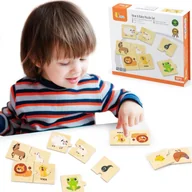 Puzzle - DLA DZIECI DREWNIANE PUZZLE UKŁADANKA ZWIERZĄTKA MAŁE I DUŻE - miniaturka - grafika 1