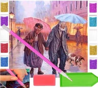 Zabawki kreatywne - Haft diamentowy OBRAZ duży 30x30 DZIADKOWIE prezent dzień babci dziadka - miniaturka - grafika 1